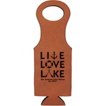 Live Love Lake Leatherette Wine Tote - Double Sided (Personalized)