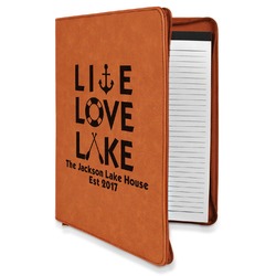 Live Love Lake Leatherette Zipper Portfolio with Notepad (Personalized)