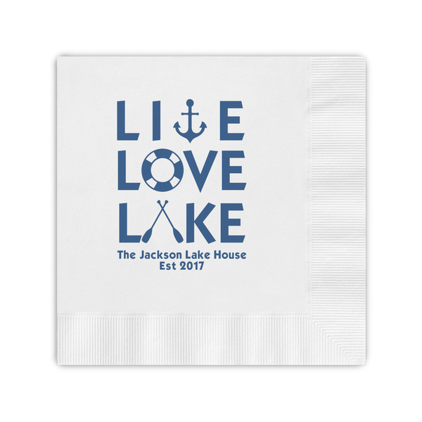 Custom Live Love Lake Coined Cocktail Napkins (Personalized)