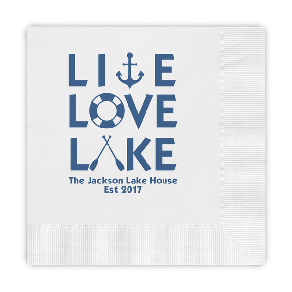 Custom Live Love Lake Embossed Decorative Napkins (Personalized)