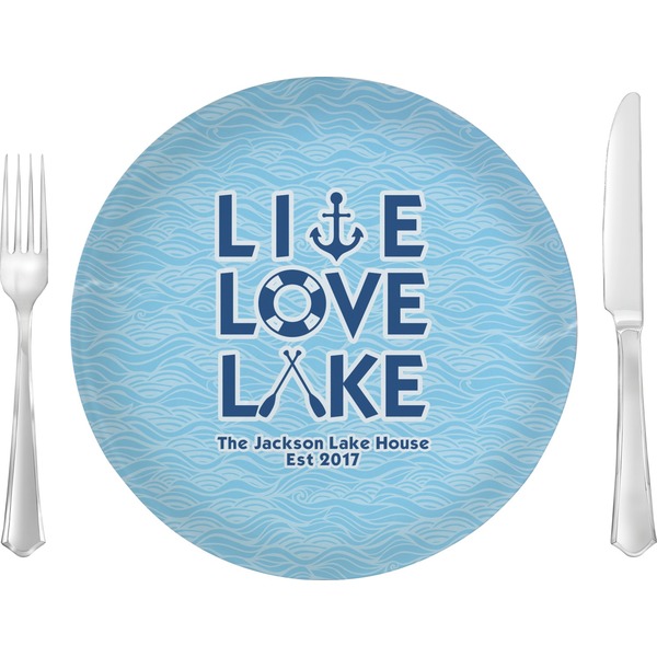 Custom Live Love Lake 10" Glass Lunch / Dinner Plates - Single or Set (Personalized)