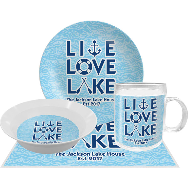 Custom Live Love Lake Dinner Set - Single 4 Pc Setting w/ Name or Text