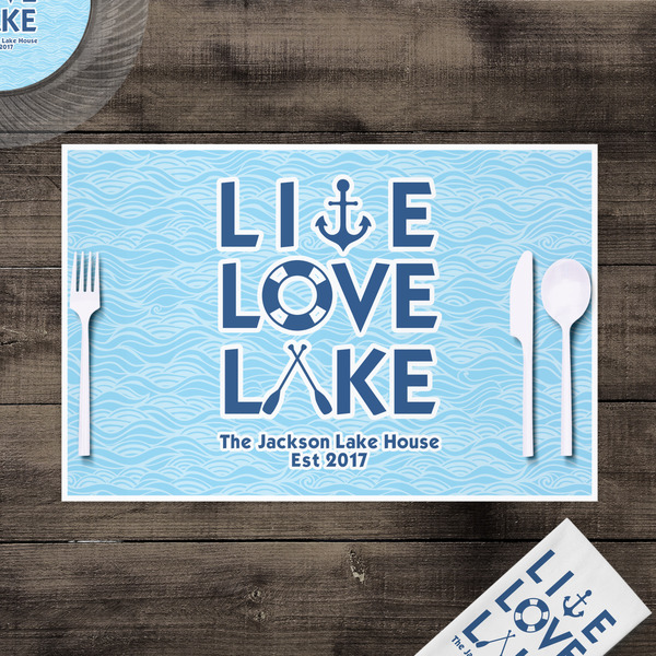 Live Love Lake Disposable Paper Placemat - In Context