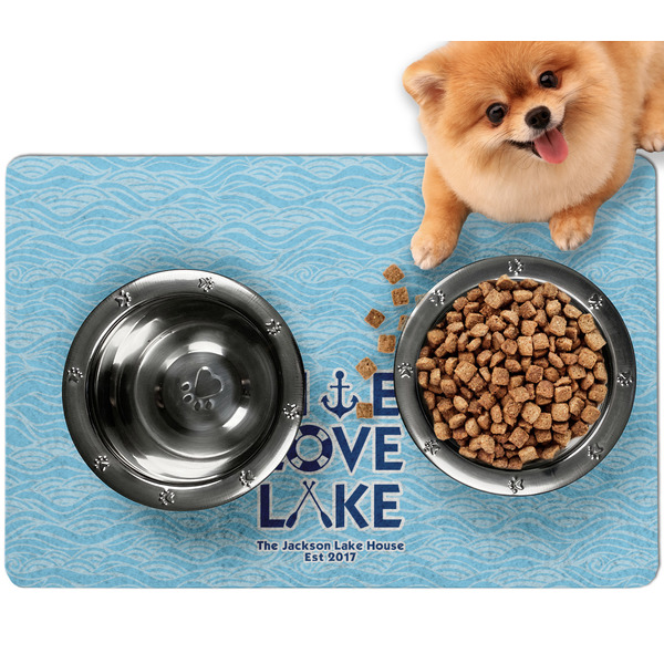 Custom Live Love Lake Dog Food Mat - Small w/ Name or Text