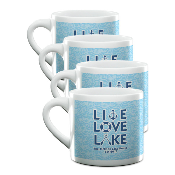 Custom Live Love Lake Double Shot Espresso Cups - Set of 4 (Personalized)