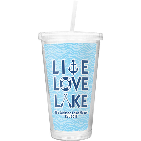 Custom Live Love Lake Double Wall Tumbler with Straw (Personalized)