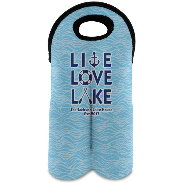 Custom Live Love Lake Wine Tote Bag (2 Bottles) (Personalized)