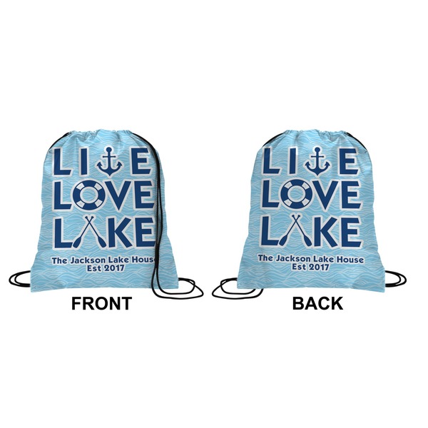 Live Love Lake Drawstring Backpack Front & Back Small