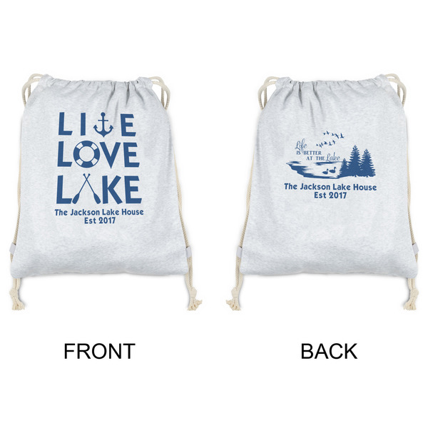 Live Love Lake Drawstring Backpacks - Sweatshirt Fleece - Double Sided - APPROVAL