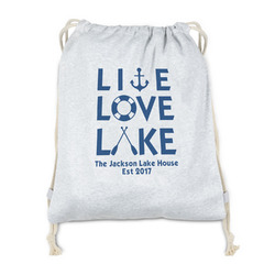 Live Love Lake Drawstring Backpack - Sweatshirt Fleece - Double Sided (Personalized)