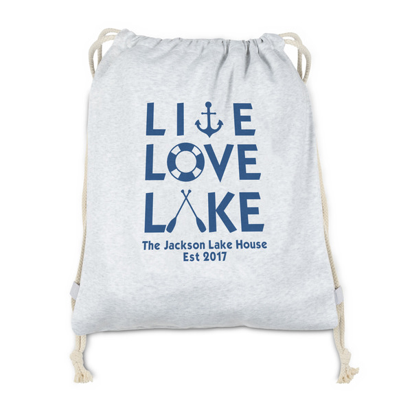 Custom Live Love Lake Drawstring Backpack - Sweatshirt Fleece - Double Sided (Personalized)