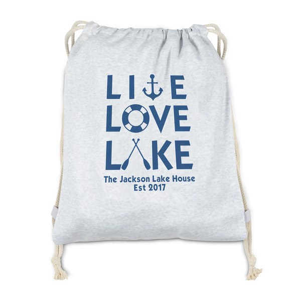 Custom Live Love Lake Drawstring Backpack - Sweatshirt Fleece - Single Sided (Personalized)