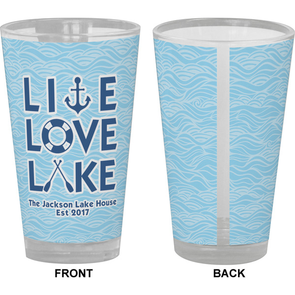 Live Love Lake Pint Glass - Full Color - Front & Back Views