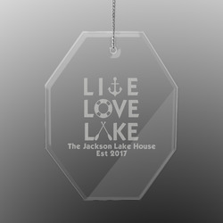 Live Love Lake Engraved Glass Ornament - Octagon (Personalized)
