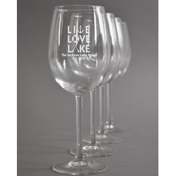 Live Love Lake Wine Glasses (Set of 4) (Personalized)