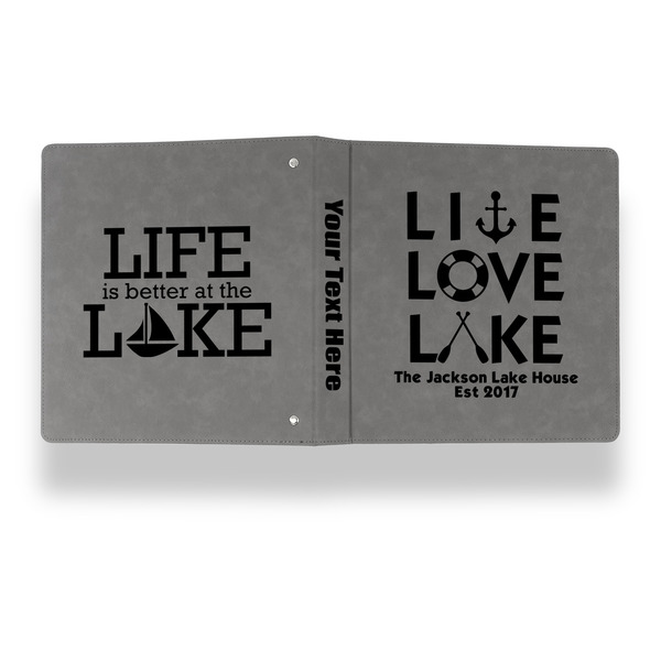 Live Love Lake Leather Binder - 1" - Grey - Back Spine Front View