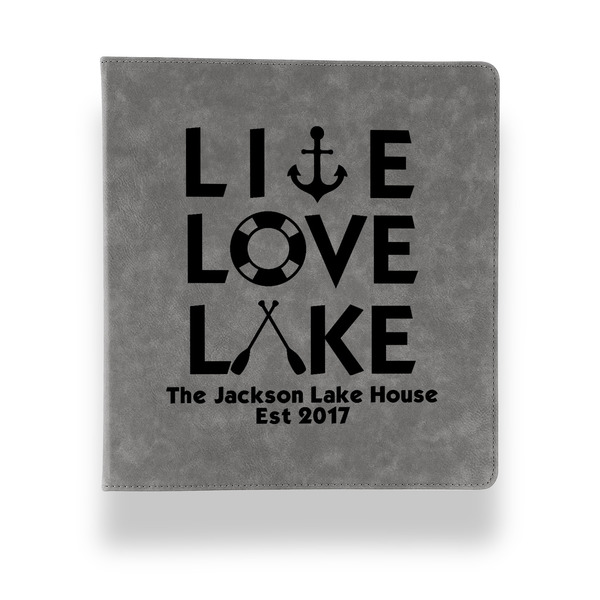 Custom Live Love Lake Leather Binder - 1" - Grey (Personalized)