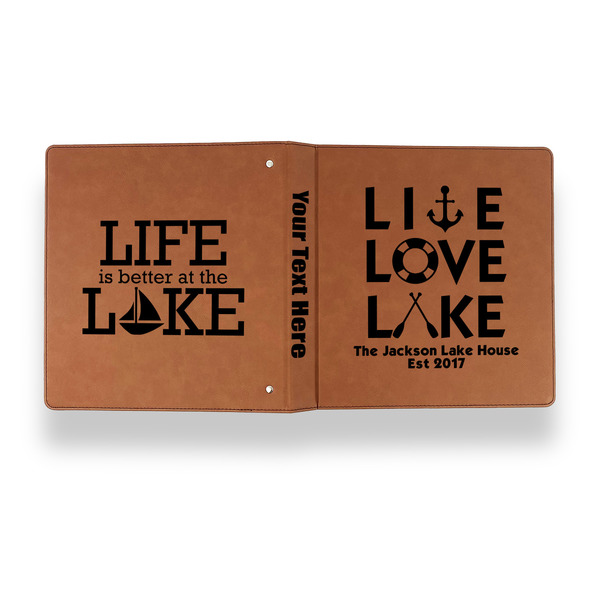 Live Love Lake Leather Binder - 1" - Rawhide - Back Spine Front View