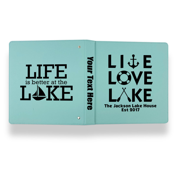 Live Love Lake Leather Binder - 1" - Teal - Back Spine Front View