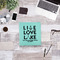 Live Love Lake Leather Binder - 1" - Teal - Lifestyle View