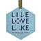 Live Love Lake Frosted Glass Ornament - Hexagon