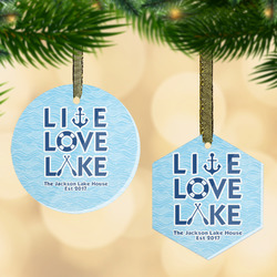 Live Love Lake Flat Glass Ornament w/ Name or Text