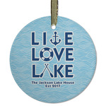 Live Love Lake Flat Glass Ornament - Round w/ Name or Text