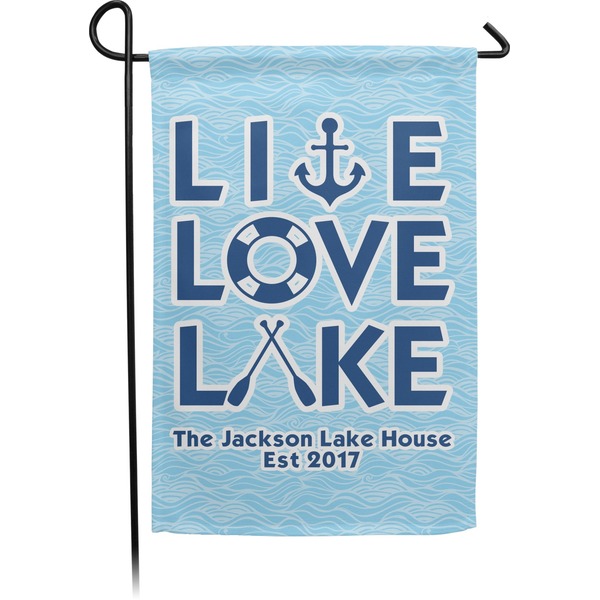 Custom Live Love Lake Small Garden Flag - Double Sided w/ Name or Text