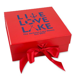 Live Love Lake Gift Box with Magnetic Lid - Red (Personalized)