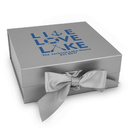 Live Love Lake Gift Box with Magnetic Lid - Silver (Personalized)