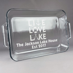 Live Love Lake Glass Baking Dish with Truefit Lid - 13in x 9in (Personalized)