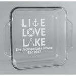Live Love Lake Glass Cake Dish - 8in x 8in (Personalized)
