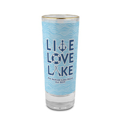 Live Love Lake 2 oz Shot Glass -  Glass with Gold Rim - Set of 4 (Personalized)