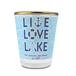 Live Love Lake Glass Shot Glass - 1.5 oz - with Gold Rim - Single (Personalized)