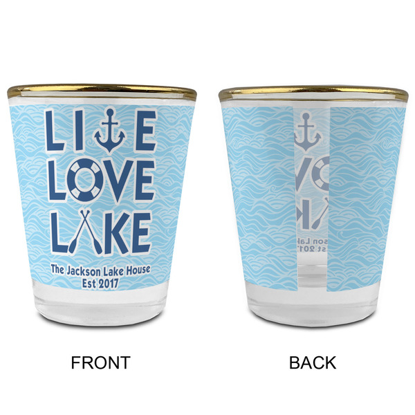 Live Love Lake Glass Shot Glass - with gold rim - APPROVAL