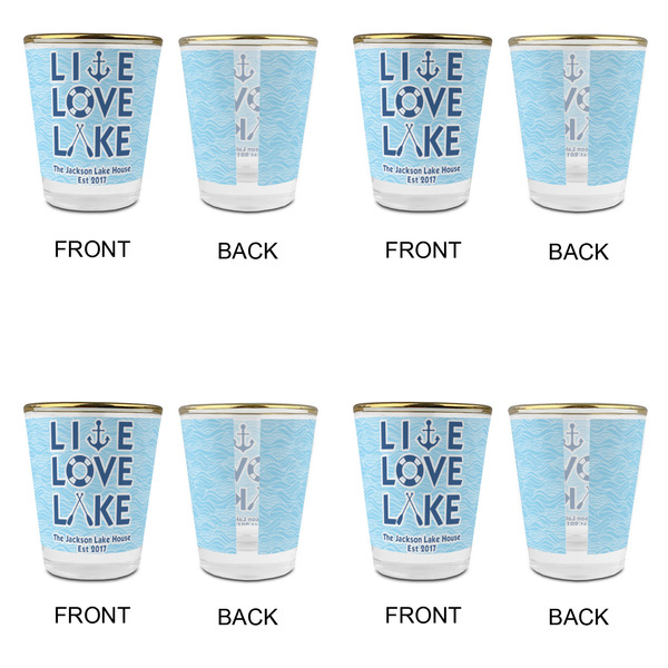 Live Love Lake Glass Shot Glass - with gold rim - Set of 4 - APPROVAL