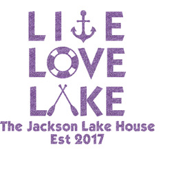 Live Love Lake Glitter Sticker Decal - Custom Sized (Personalized)
