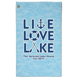 Live Love Lake Golf Towel - Poly-Cotton Blend w/ Name or Text
