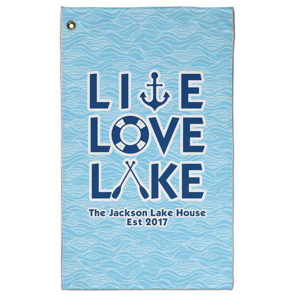 Custom Live Love Lake Golf Towel - Poly-Cotton Blend w/ Name or Text