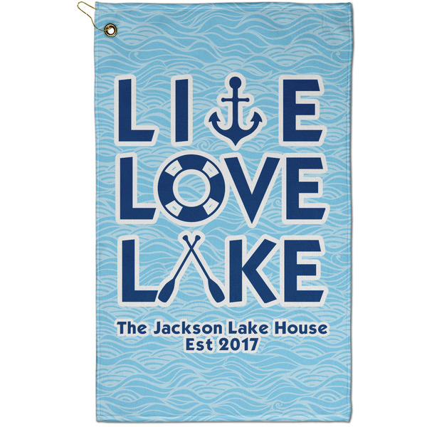 Custom Live Love Lake Golf Towel - Poly-Cotton Blend - Small w/ Name or Text