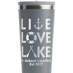 Live Love Lake RTIC Everyday Tumbler with Straw - 28oz - Grey - Single-Sided (Personalized)