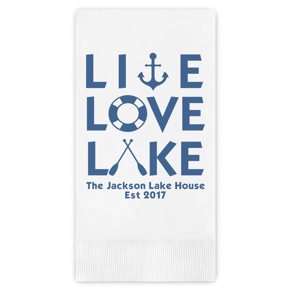 Custom Live Love Lake Guest Napkins - Full Color - Embossed Edge (Personalized)