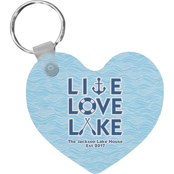 Custom Live Love Lake Heart Plastic Keychain w/ Name or Text