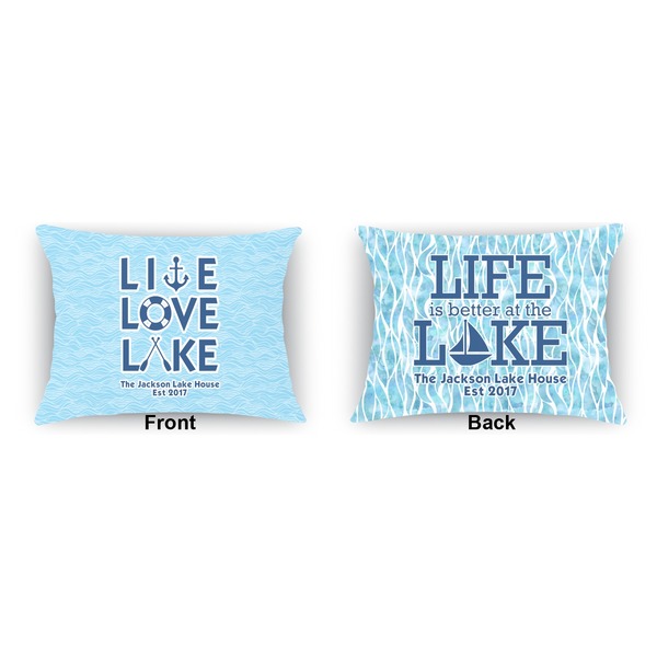 Live Love Lake Indoor Rectangular Burlap Pillow (Front and Back)