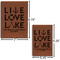 Live Love Lake Journal Size Comparisons w/ Dimensions