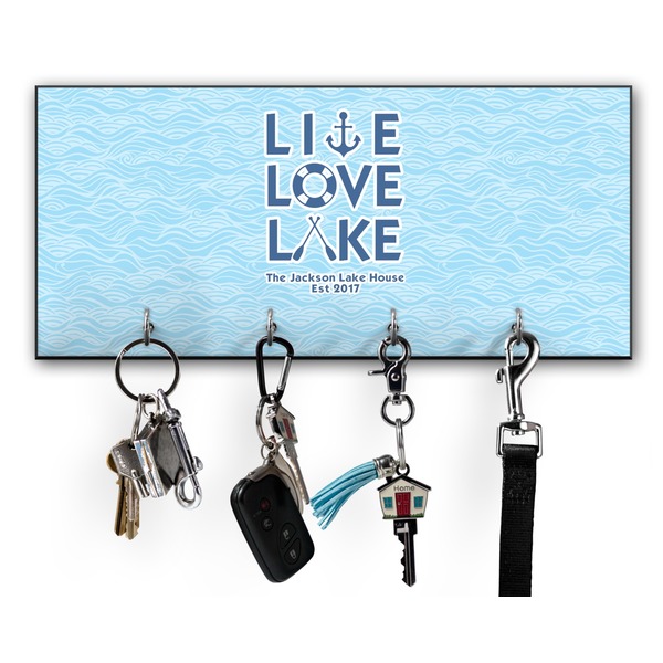 Custom Live Love Lake Key Hanger w/ 4 Hooks w/ Name or Text