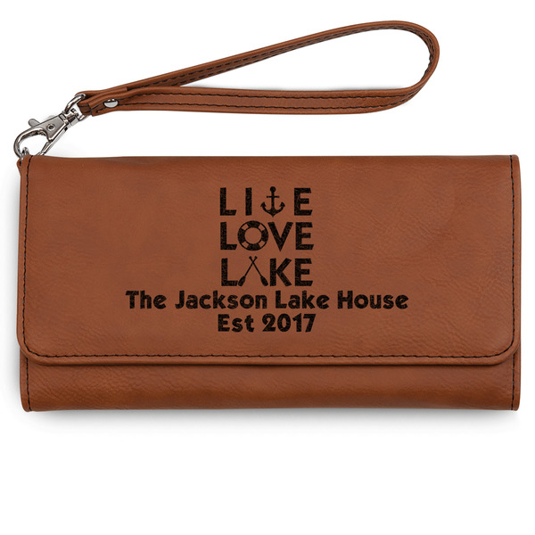 Custom Live Love Lake Ladies Leatherette Wallet - Laser Engraved - Rawhide (Personalized)
