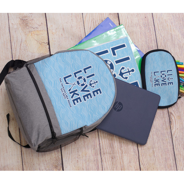 Live Love Lake Large Backpack - Gray - With Stuff