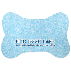 Live Love Lake Bone Shaped Dog Food Mat (Large) (Personalized)