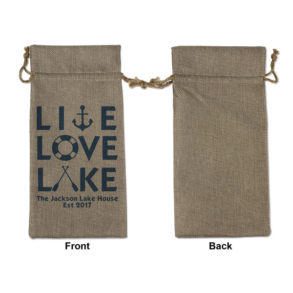 Live Love Lake Large Burlap Gift Bags - Front Approval